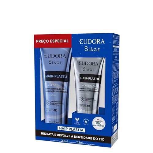 Kit Siàge Eudora Hair Plastia Shampoo 250ml + Condicionador 125ml Kit