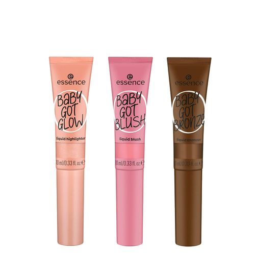 Kit Essence Baby Got Blush 30 Dusty Rose + Iluminador Líquido Glow 30 Breezy Bronze + Bronzer Líquido Bronze 40 Tan-Tastic Kit