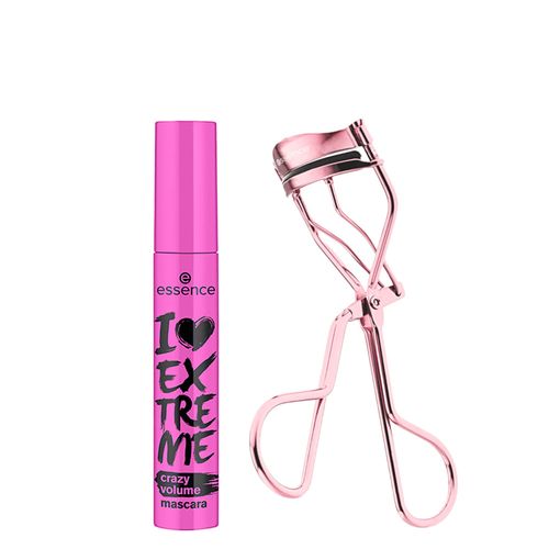 Kit Essence Modelador de Cílios All The Way Up + Máscara para Cílios de Volume I Love Extreme Crazy Volume Preto 12ml Kit