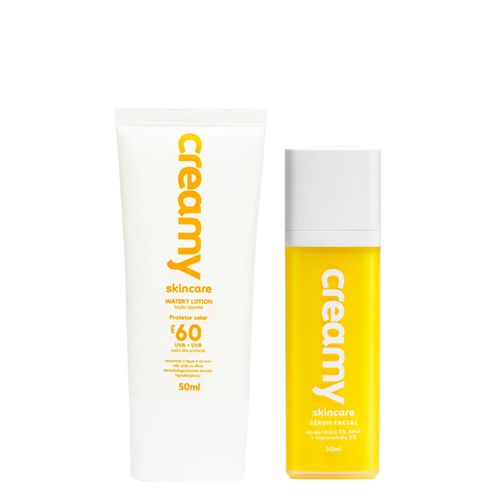 Kit Facial Creamy - Watery Lotion Protetor Solar Fps60 50ml + Sérum Facial Ácido Lático 30ml Kit