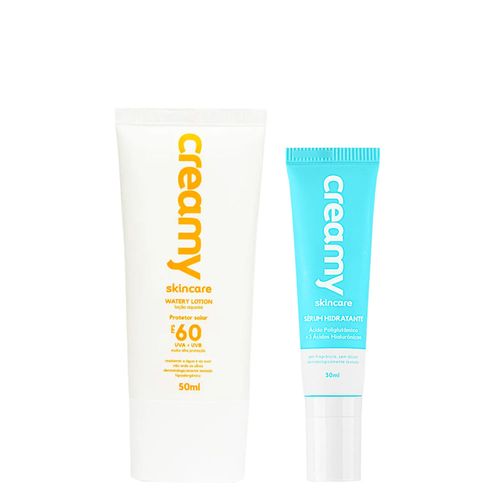 Kit Facial Creamy - Watery Lotion Protetor Solar Fps60 50ml + Drops Sérum Hidratante 30ml Kit