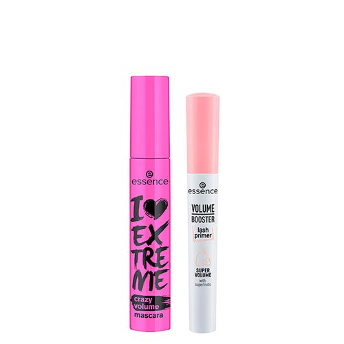 Kit Cílios Extra Volumosos Essence - Máscara para Cílios Preta 12ml + Booster Primer de Cílios Branco 7ml Kit Kit Cílios Extra Volumosos Essence - Máscara para Cílios Preta 12ml + Booster Primer de Cílios Branco 7ml Kit