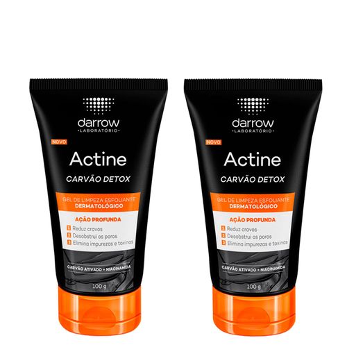 Kit Darrow Actine Carvão Detox – 2 Unidades Gel de Limpeza Esfoliante 100g Kit