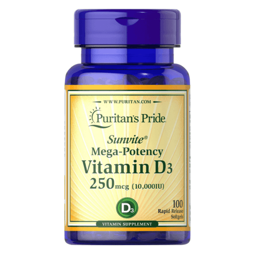 Vitamina D3 250mcg 10000UI 100 Softgels Puritan's Pride Vitamina D3 250mcg 10000UI 100 Softgels Puritan's Pride