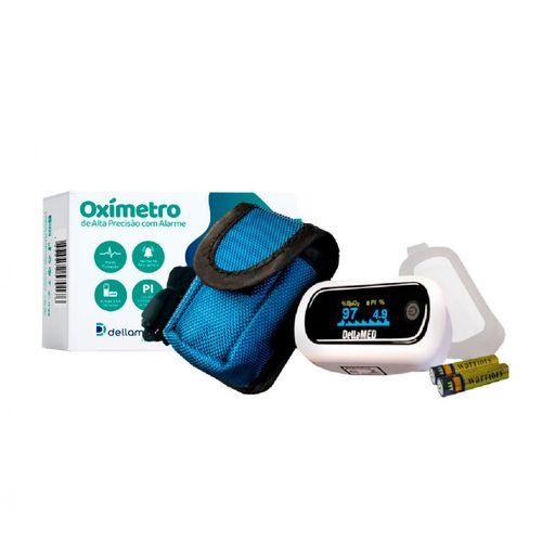 Oxímetro com Alarme de Emergência OLED de Alta Precisão Dellamed Oxímetro com Alarme de Emergência OLED de Alta Precisão Dellamed