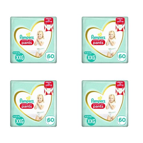 Kit 4 Fraldas Pampers c/ Pants Top Xxg c/60 Unidades cada