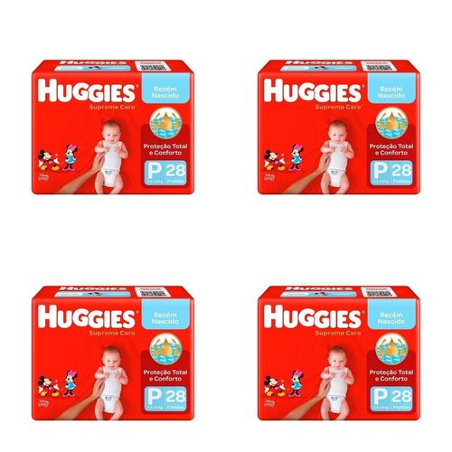 Kit 4 Fraldas Huggies Supreme Care Jumbo P 28 Unidades cada Kit 4 Fraldas Huggies Supreme Care Jumbo P 28 Unidades cada