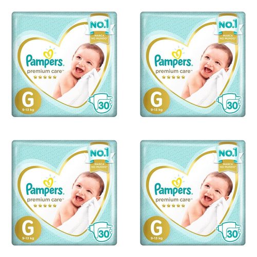 Kit 4 Fraldas Pampers P/Care G c/30 Unidades cada Kit 4 Fraldas Pampers P/Care G c/30 Unidades cada