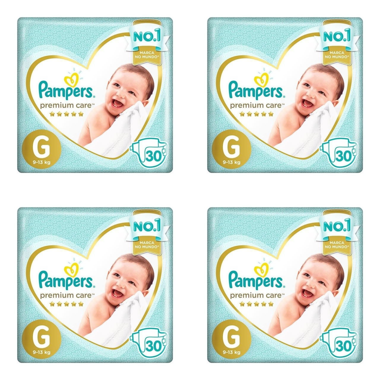 Kit 4 Fraldas Pampers P/Care G c/30 Unidades cada