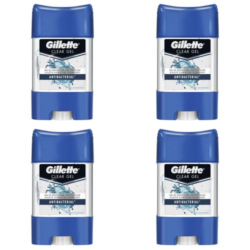 Kit c/4 Unidades de Desodorante Gel Gillette Stick Clear Antibacteriano 82g Kit c/4 Unidades de Desodorante Gel Gillette Stick Clear Antibacteriano 82g