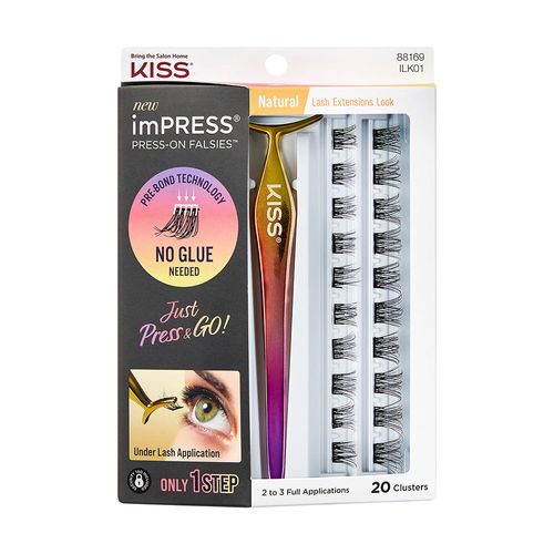 Cílios Postiços ImPRESS Press-on Falsies Natural - Kiss New York Falsies Natural Preto