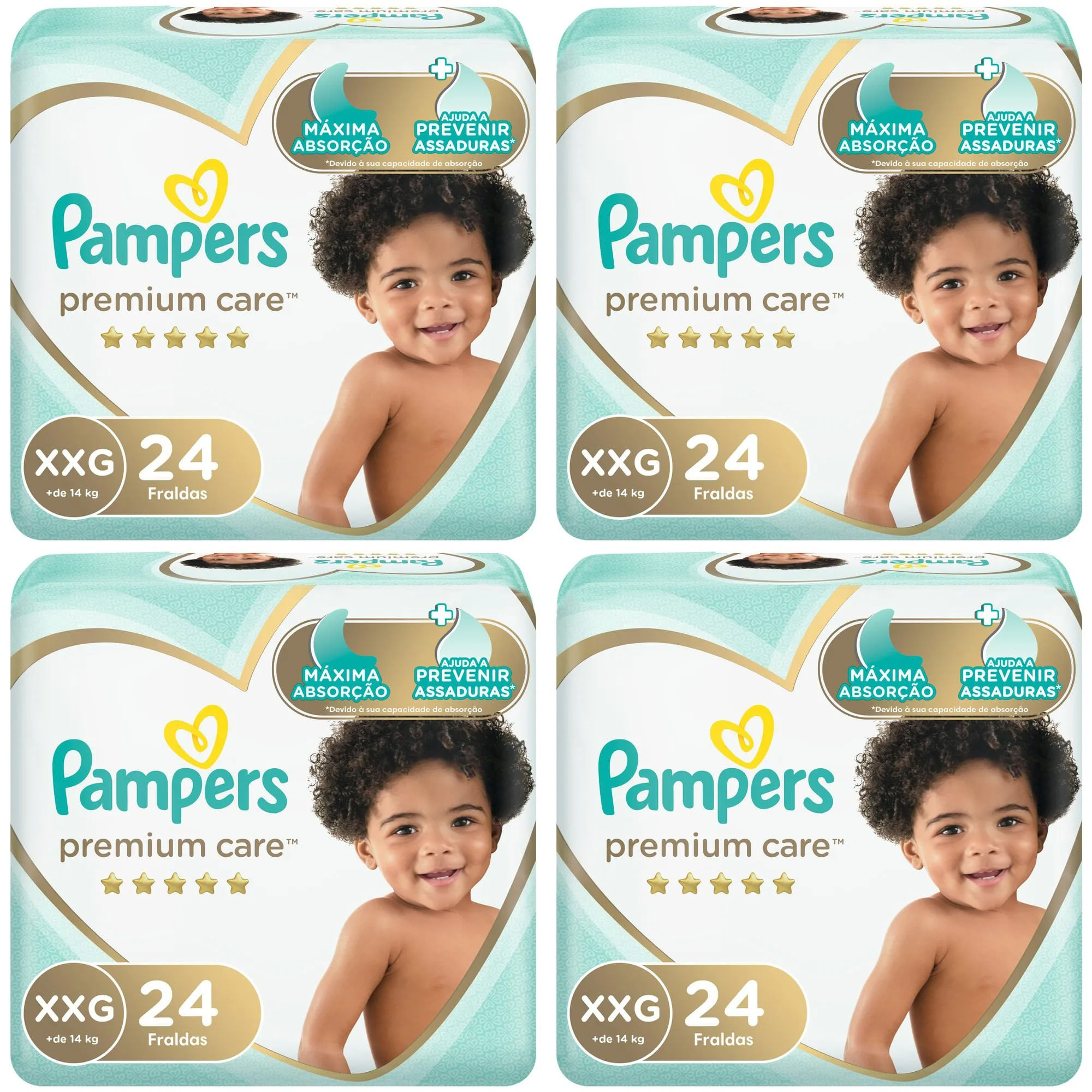Kit 4 Fraldas Pampers P/Care Xxg 24 Unidades cada