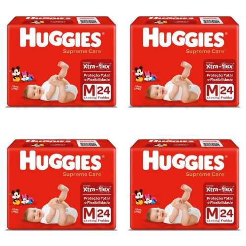 Kit 4 Fraldas Huggies Supreme Care Jumbo 