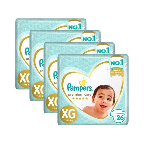 Kit 4 Fraldas Pampers P/Care Mega Xg 26 Unidades cada Kit 4 Fraldas Pampers P/Care Mega Xg 26 Unidades cada