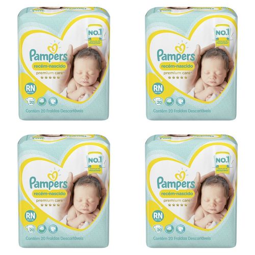 Kit 4 Fraldas Recem Nascido ”Rn” Pampers Simples c/20 Unidades cada Kit 4 Fraldas Recem Nascido ”Rn” Pampers Simples c/20 Unidades cada