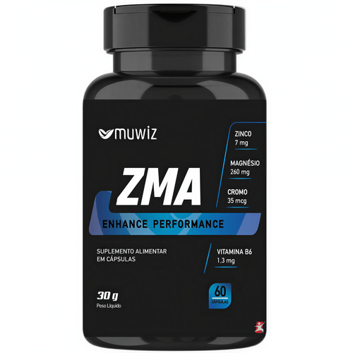 ZMA ENHANCE PERFORMANCE ZINCO + MAGNÉISO + CROMO + VIT B6 1 AO DIA 60 CAPSULAS - MUWIZ