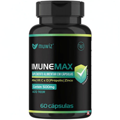 IMUNEMAX - ALHO + VIT C + VIT D + PRÓPOLIS + ZINCO 60 CAPSULAS - MUWIZ