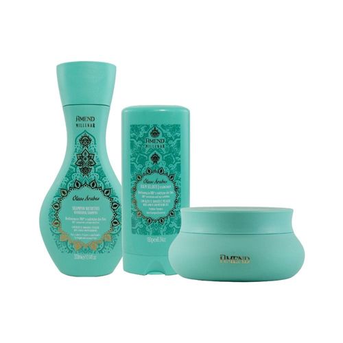 kit amend shampoo mascara e leave-in oleos arabes