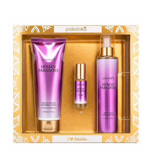 Kit Pokoloka Luxury Elixir Human Paradoxe - Hidratante 240ml + Body Splash 250ml + Perfume 15ml Kit Kit Pokoloka Luxury Elixir Human Paradoxe - Hidratante 240ml + Body Splash 250ml + Perfume 15ml Kit