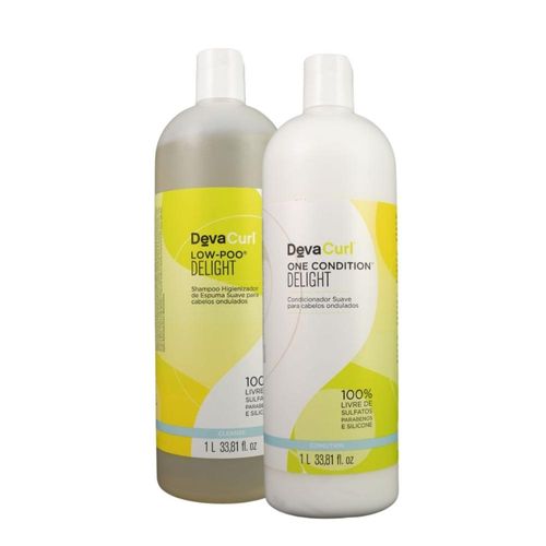 Kit DevaCurl Low-Poo Delight Shampoo e Condicionador 1 Litro