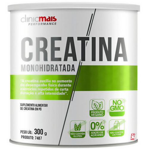 CREATINA VEGANA 100% MONOHIDRATADA 100 DOSES 300G SEM SABOR - CLINICMAIS