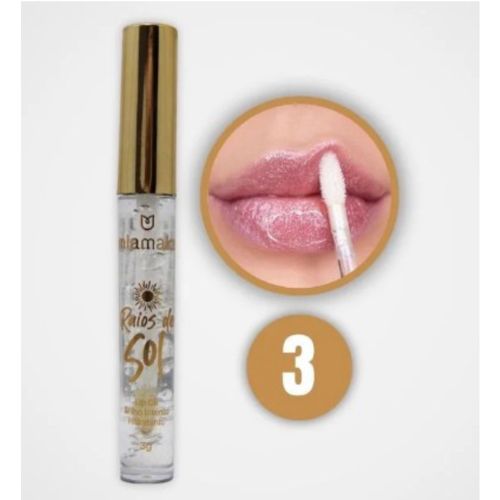 Lip Oil Raios de Sol Mia Make Cor 3 Transparente com glitter