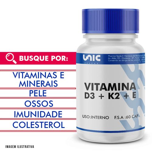 Vitamina D3 + Vitamina K2 + Vitamina E 60 Doses