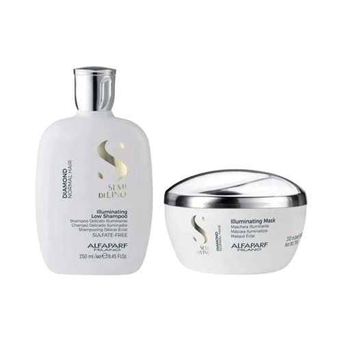 Kit Alfaparf Semi Di Lino Diamond Illuminating Shampoo 250 ml + Máscara 200 ml Kit Alfaparf Semi Di Lino Diamond Shampoo Máscara Pequeno