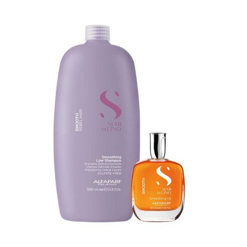 Kit Alfaparf Semi Di Lino Smoothing Rebel Hair Shampoo 1 Litro + Oleo Capilar 100 ml Kit Alfaparf Semi Di Lino Smooth Rebel Shampoo Oleo Capilar