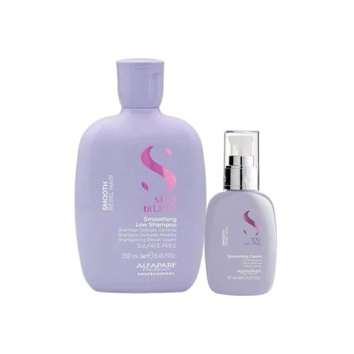 Kit Alfaparf Semi Di Lino Smoothing Rebel Hair Shampoo 250 ml + Leave-In Cream 125 ml Kit Alfaparf Semi Di Lino Smooth Shampoo Leave-In Cream