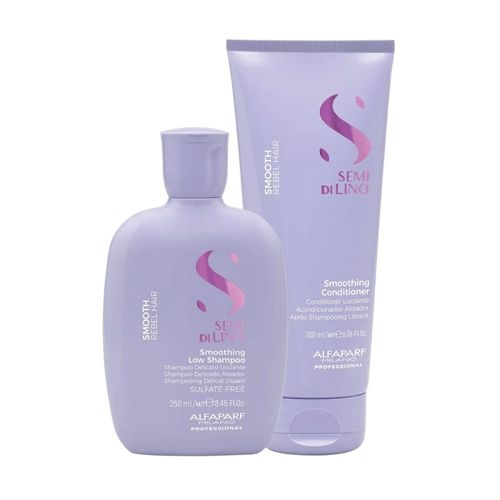 Kit Alfaparf Semi Di Lino Smoothing Rebel Hair Shampoo 250 ml + Condicionador 200 ml Kit Alfaparf Semi Di Lino Smooth Rebel Shampoo Condicionador