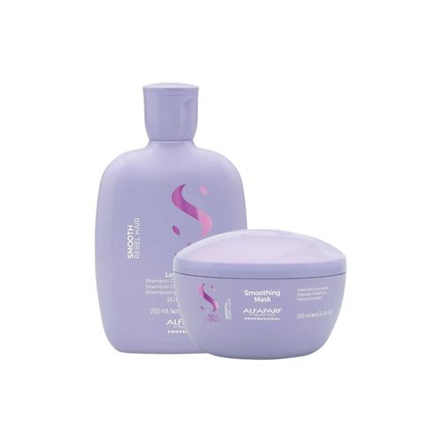Kit Alfaparf Semi Di Lino Smoothing Rebel Hair Shampoo 250 ml + Máscara 200 ml Kit Alfaparf Semi Di Lino Smooth Rebel Shampoo Máscara 450ml