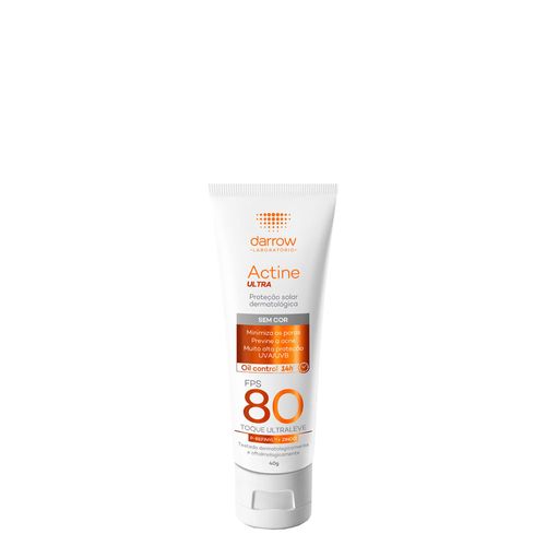 Protetor Solar Facial Darrow Actine Ultra FPS 80 40 g Sem Cor