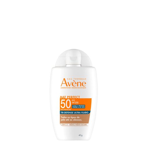 Protetor Solar Facial Avène Mat Perfect Tri-Defense Ultra Fluido Tom 2.5 Médio/Médio Escuro Fps 50 40g 2.5