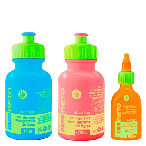 Kit Lola From Rio Papo Reto - Shampoo 270ml + Condicionador 270ml + Óleo Capilar 50ml Kit