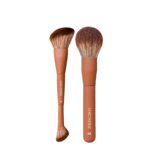 Kit Mascavo Pro Series Pincel de Maquiagem Duplo Angular + Pincel Multifuncional Rosto Kit