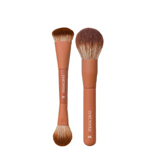 Kit Mascavo Pro Series Pincel de Maquiagem Duplo para Rosto + Pincel de Maquiagem Multifuncional Kit Kit Mascavo Pro Series Pincel de Maquiagem Duplo para Rosto + Pincel de Maquiagem Multifuncional Kit