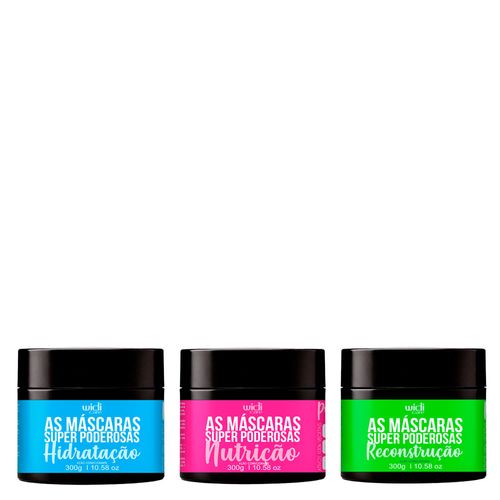Kit Widi Care as Máscaras Super Poderosas Máscara Hidratação 300g + Máscara Nutrição 300g + Máscara Reconstrução 300g Kit Kit Widi Care as Máscaras Super Poderosas Máscara Hidratação 300g + Máscara Nutrição 300g + Máscara Reconstrução 300g Kit