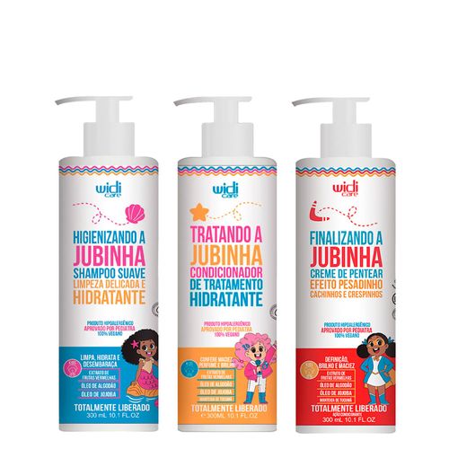Kit Widi Care Higienizando a Jubinha Suave Limpeza Delicada Hidratante Shampoo 300ml + Condicionador 300ml + Creme de Pentear Pesadinho Jubinha 300ml Kit