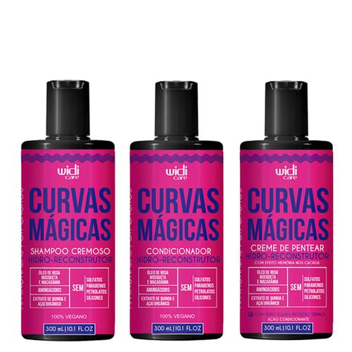 Kit Widi Care Cremoso Hidro-Reconstrutor Curvas Mágicas Shampoo 300ml + Condicionador 300ml + Creme de Pentear 300ml Kit