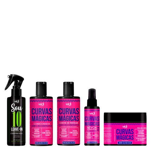 Kit Widi Care Curvas Mágicas Leave-in 200ml + Névoa Iluminadora 60ml + Creme de Pentear 300ml + Máscara 300g + Condicionador 300ml Kit