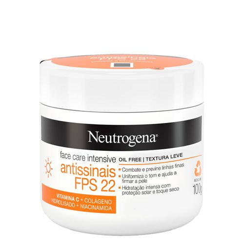 Creme Facial Neutrogena Face Care Intensive Hidratante Antissinais FPS 22 100g 100g
