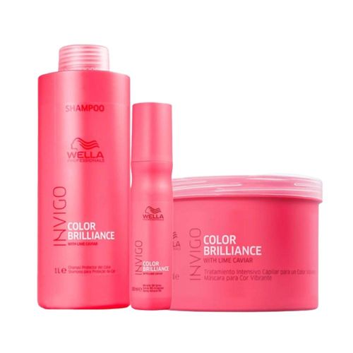 Kit Wella Color Brilliance Shampoo 1 Litro + Máscara 500 ml + Leave-in 150 ml Kit Wella Invigo Color Brilliance Shampoo Màscara Leave-In