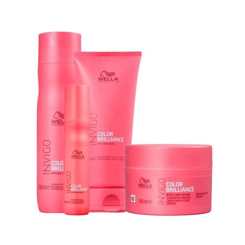 Kit Wella Invigo Color Brilliance Shampoo 250 ml + Condicionador 200 ml + Máscara 150 ml + Leave-in 150 ml Kit Wella Professionals Invigo Color Brilliance Home Trio