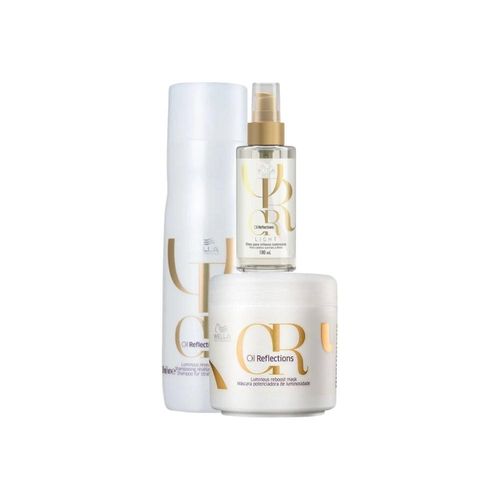 Kit Wella Oil Reflections Shampoo 250 ml + Máscara 150 ml + Oleo Light 100 ml Kit Wella Oil Reflections Shampoo Máscara e Oleo Light