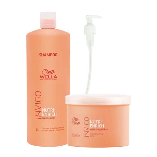 Kit Wella Invigo Nutri-Enrich Shampoo 1 Litro + Máscara 500 g + Válvula Kit Wella Invigo Nutri-Enrich Shampoo + Máscara  + Válvula