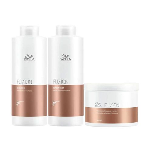 Kit Wella Fusion Shampoo + Condicionador 1 Litro + Máscara 500 ml Kit Wella Fusion Shampoo + Condicionador Máscara