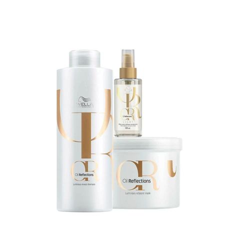 Kit Wella Oil Reflections Shampoo 1 Litro + Máscara 500 ml + Oleo Light 100 ml Kit Wella Oil Reflections Shampoo Máscara e Oleo Light Kit Wella Oil Reflections Shampoo 1 Litro + Máscara 500 ml + Oleo Light 100 ml Kit Wella Oil Reflections Shampoo Máscara e Oleo Light