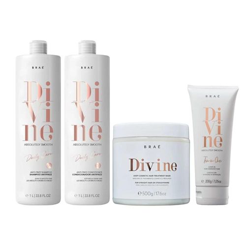 Kit Braé Divine Shampoo + Condicionador 1 Litro + Máscara 500 g + Leave 200 g Kit Braé Divine Shampoo + Condicionador Máscara e Leave-in