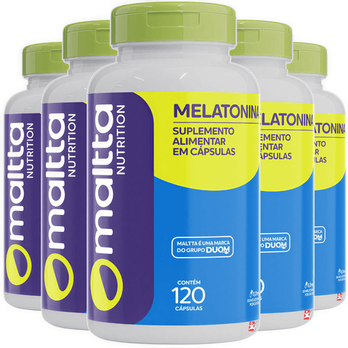 KIT 5 MELATONINA PURA EM DOSE MÁXIMA MELHORA DO SONO TOTAL 600 CÁPSULAS - MALTTA NUTRITION